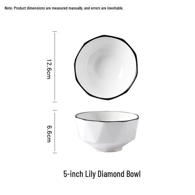 10-Piece Nordic Style Ceramic Bowl Set for Home - Rice, Soup, and Fruit Bowls