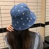 Chrysanthemum Embroidered Cowboy Smiling Face Fisherman Hat Women'S Sunshade Hat