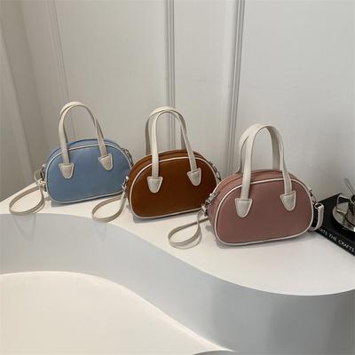 Niche Design Textured Hand-held Bowling Bag for Women New Fashionable Shell Bag Beautiful Pink Crossbody Bag