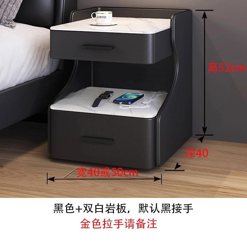 Smart Solid Wood Bedside Table,New Light Luxury Modern Style for 2025 Home Bedrooms,Compact Nightstand with Practical Storage