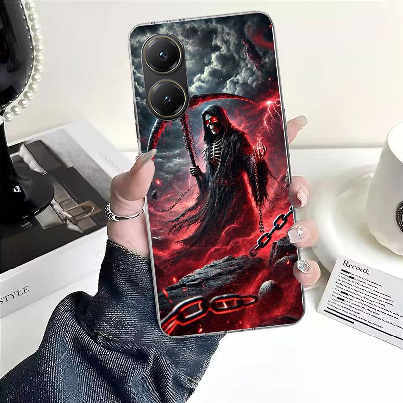 Death Grim Reaper Skull Scythe Soft Phone Case For Xiaomi Redmi 15C 15 13C 13 Poco X5 X6 X7 F7 Ultra M7 12C 12 10 10C 9C 9A 9T 9