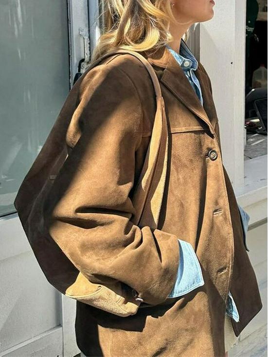 2024 Autumn Retro Lapel Long Sleeve Coat