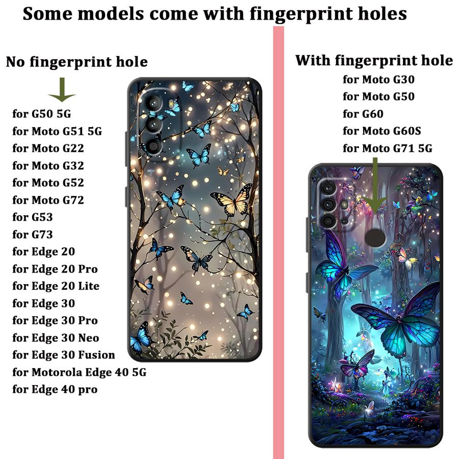 Phone Cover Case for Motorola Moto G60s G32 G22 Edge40 G51 G73 G52 G50 G53 G30 Edge 20 Pro 30 Lite G71 Dream Butterfly