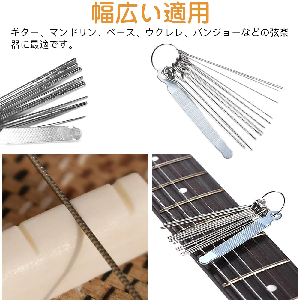 LIANHATA Guitar Nut File Set, 13 Round Files 0.4–1.6 Mm + 1 Flat File