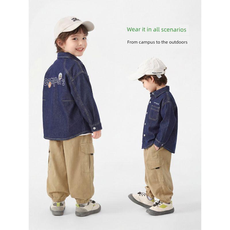 Right European Style Boys' Soft Denim Shirt Spring 2026 New Children's Clothing Baby Kids' Shirt Top Korean Style Jacket Trendy