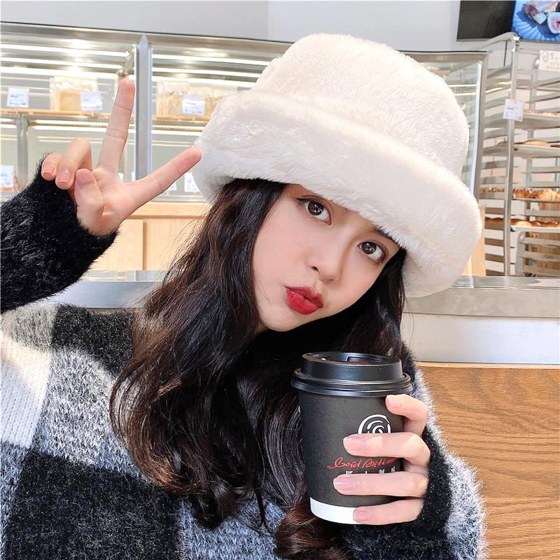 Hot Fashion Fake Rabbit Fur Hats Super Soft Women Winter Hat Cotton Lining Warm Russian Fashion Ski Beanies Plush Solid Color