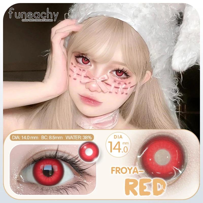FUNSACHY 1 Pair Fashion Colored Contact Lenses for Cosplay Green Pink Anime Cosplay Lens Beauty Halloween Makeup Eye Soft Lens