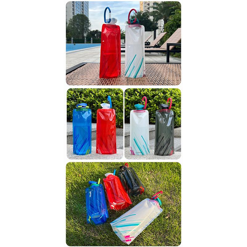Faltbare Wasserflaschen Flexible Wiederverwendbare Reisetasche Weiche Flasche Wasserbeutel mit Karabinerclip