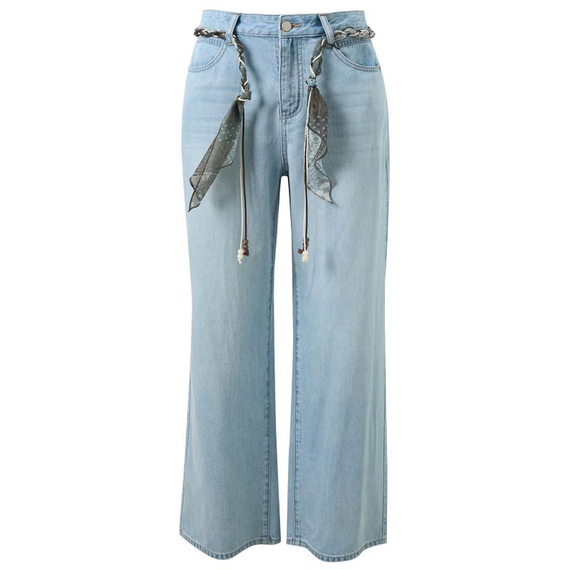 Sancai Women s High-Waist Loose Straight-Leg Jeans L