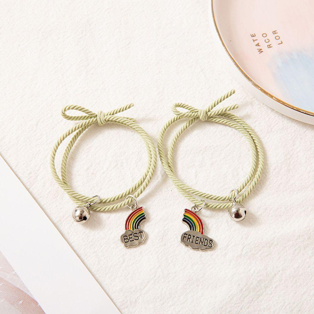 Gift Pendant Braided Rope Bell Bangle Jewelry Best Friend Bracelets Rainbow Friendship Hairbands