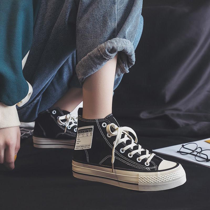 High-top Canvas Shoes for Women's Spring 2025 New Versatile Platform Korean Version of Classic Trend Casual Board Shoes