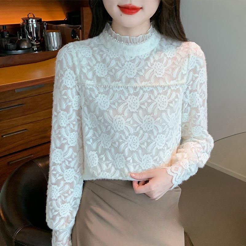 

Внутренняя нижняя часть рубашки осень-зима новый шикарный дизайн маленький воротник-стойка топ 2XL