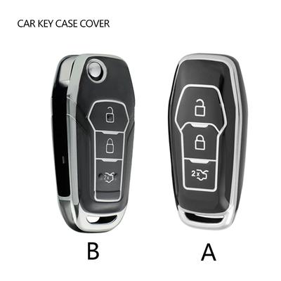 Silver Tpu Car Flip Key Case Cover For Ford Focus 3 4 St Mondeo 5 Mk5 Mustang F-150 Explorer Edge Mk3 4 Fiesta Kuga Accessories