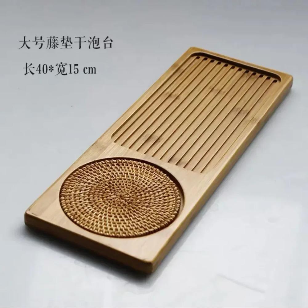 Bamboo Wood Tea Tray, Tea Plate Accessories, Saucer Rattan Mat, Rectangle Serving Table Plate, Storage Dish for Hotel Gongfu Tea