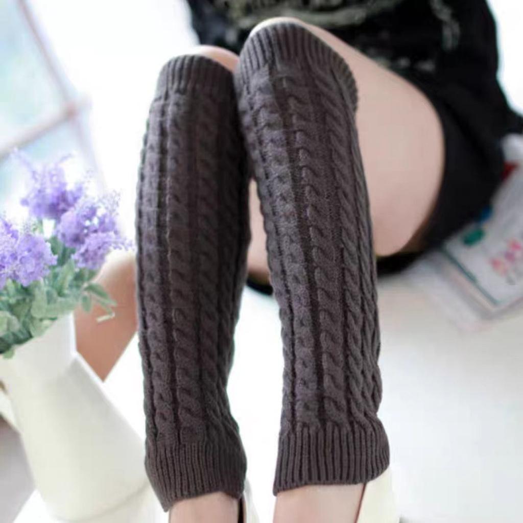 Winter Verdikt Warm Ademend Effen Patroon Beenwarmers Koreaanse Stijl Mode Dik Gebreid Dames Los Veelzijdig Slouch Sokken