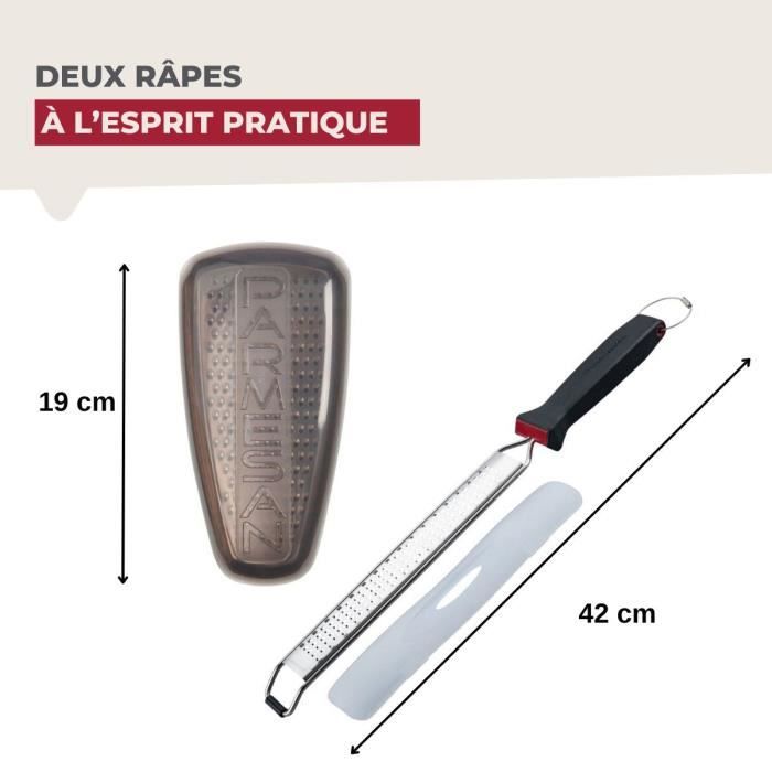 Duo Râpe À Zeste Et Râpe À Parmesan - FACKELMANN - Acier Inoxydable - 42 Et 19 Cm