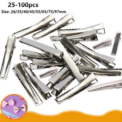 25/100 stuks 29-97mm Platte Metalen Enkele Tand Alligator Haarspeld Clip Basis voor DIY Haarspelden Sieraden Maken Accessoires