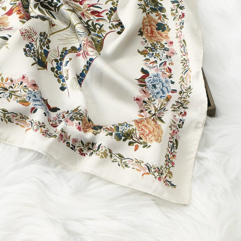180*85Cm New Silk Satin Printed Long Scarf For Spring Elegant Floral Design Women’S Headscarf & Scarf And Shawl