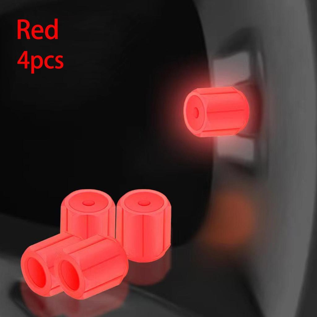 4*Svítící krytky ventilků pneumatik Auto Vozidlo Kolo-Žert Prachovka Svítící ve tmě