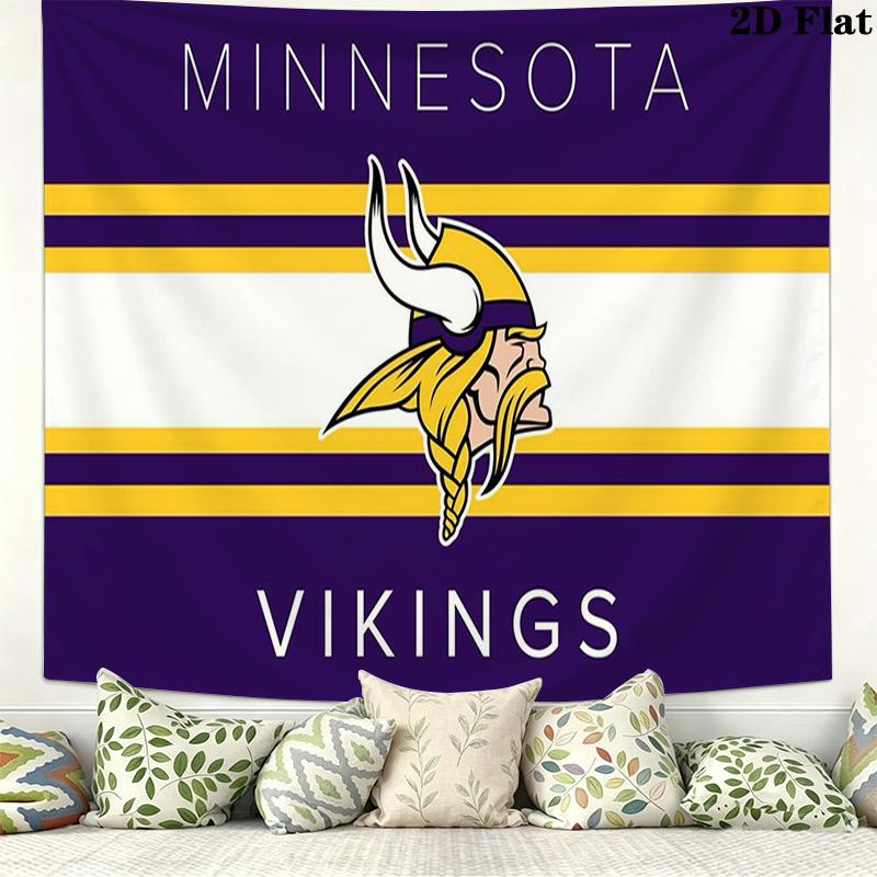 Minnesota Vikings Logo Wall Tapestry Aesthetic Wall Hanging Printed Fabric Blanket Decorative Tapestries for Bedroom Living Room Home Decor