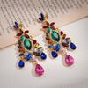 Court Style Diamond-set Flower Water Drop Silver Needle Earrings Fashionable and Exquisite Earrings