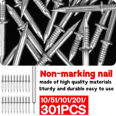 10/51/101pcs Double Head Nails Anti-Rust Threaded Seamless Nails Double-Head Seamless Thread Nail for Solid Wood Skirting Boards