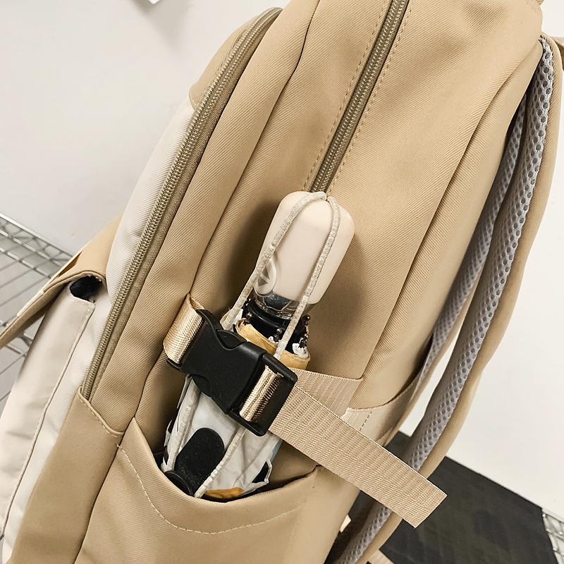 Women Large Capacity Backpack Boys Girls Color Contrast Backpack Student Schoolbag