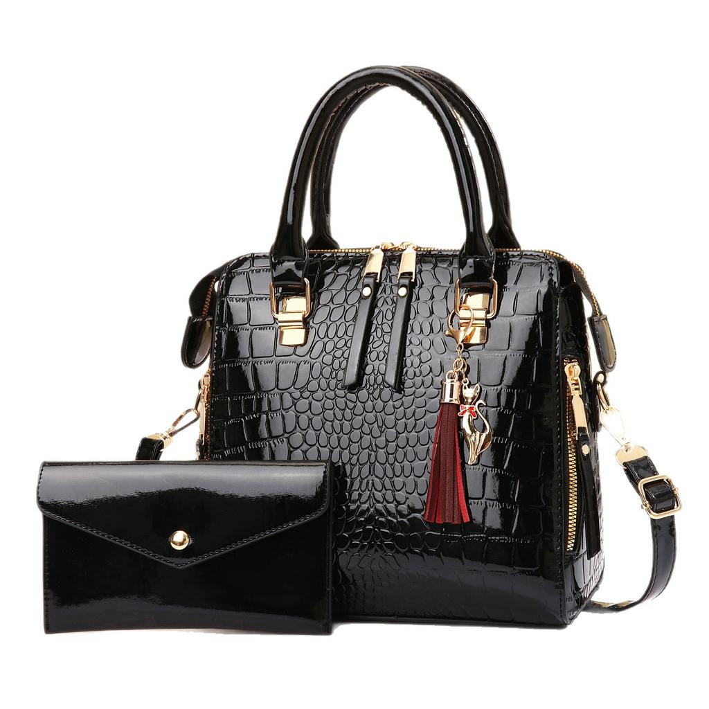 Bag Women's 2026 New Fashion Embossed Large Capacity Mom Bag Crocodile Pattern Two-piece Set Oblique Span Women's Bag