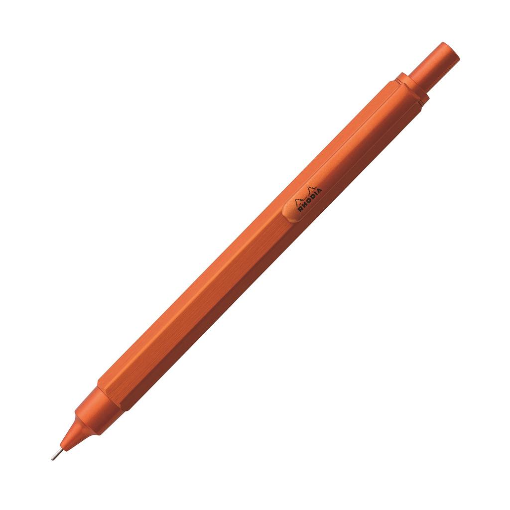 Rhodia Script Mechanical Hexagonal Aluminum Hairline RHODIA SCRIPT cf9298 Pencil, 0.5mm, Barrel, Body, Finish, Orange,