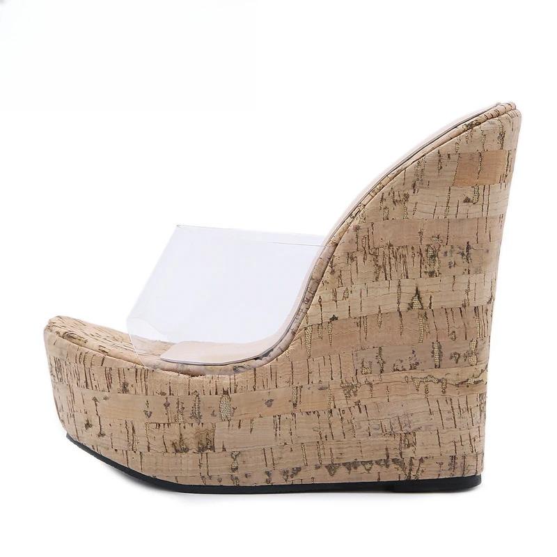 Módní Luxusní Dámské Boty 2025 Nové Letní Transparentní Platforma Klínky Pantofle Sandály Dámská Móda Vysoké Podpatky Dámské Boty Velká Velikost