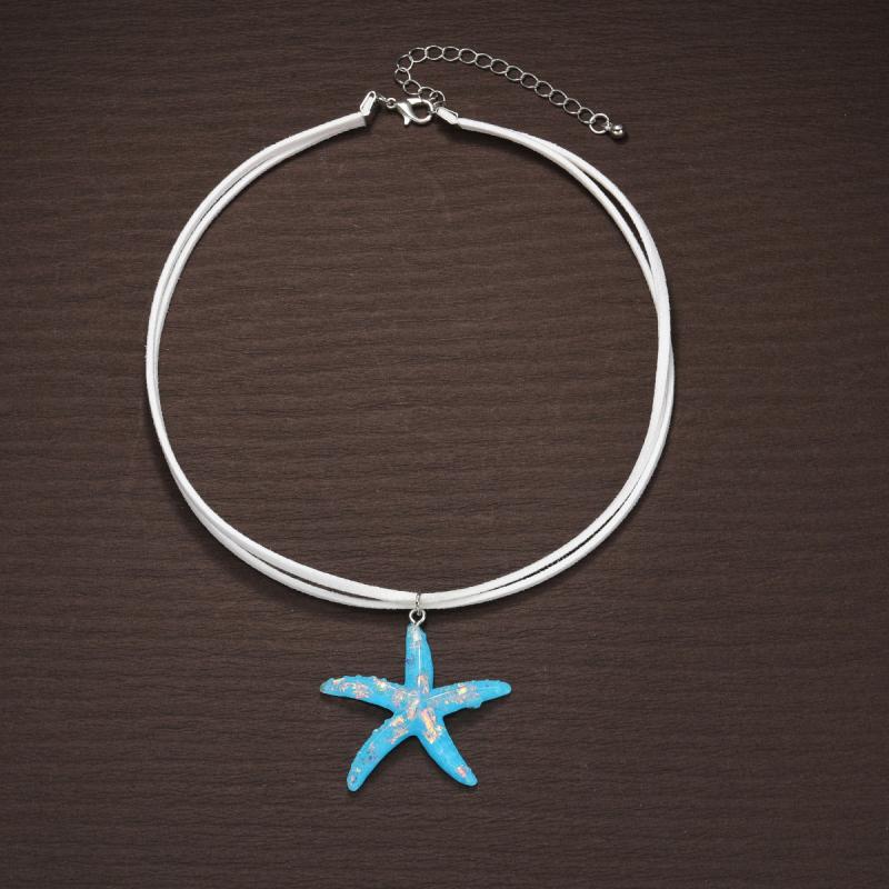 Boho Large Resin Starfish Pendant Choker Necklace For Women Trendy Multilayer Rope Chain Summer Beach Vacation Jewelry Gift