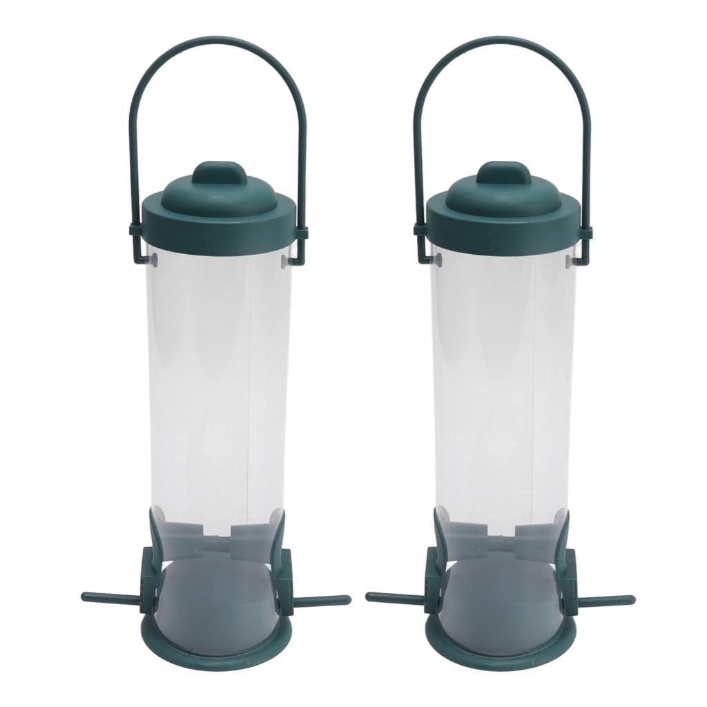 2 Set Bird Tube Feeder Plastic Transparent Hanging Finch Feeder Garden Decoration with 2 Vents 2