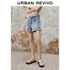UR2026 Women's Washed Pleated Denim Shorts