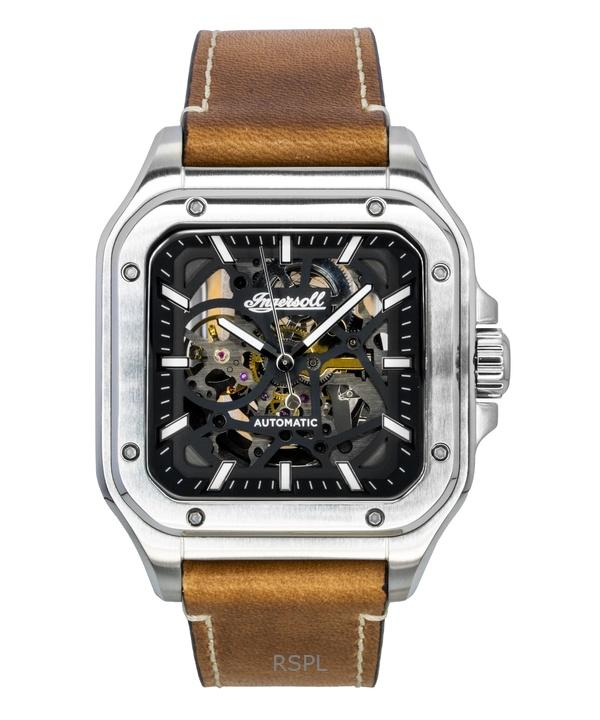 Ingersoll The Ollie Leather Strap Black Skeleton Dial Automatic I14503 Men's Watch