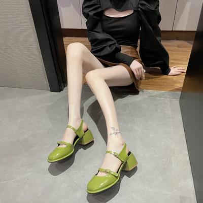 Fashion New Mary Jane Shoes Buckle Pumps Women Thick Heels Elegant Shallow Square Toe Footwear Fashion Outdoor Lady Shoes
