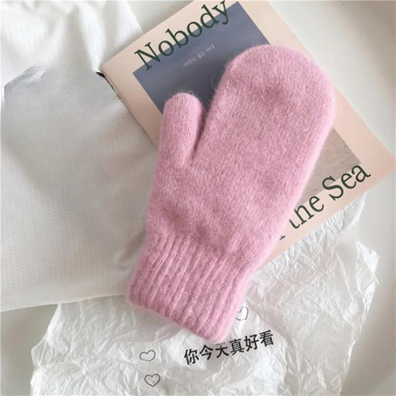 

Женские зимние теплые перчатки с флисовой подкладкой, эластичные, мягкие, с полными пальцами, милый стиль One Size