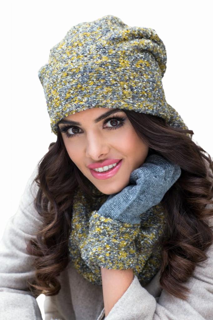 Lidia Women' Set Hat with Snood, Mustard Color