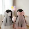Bow Girls Head Gauze White Bridal Tulle Gift Veil Hair Clip  Photo Props