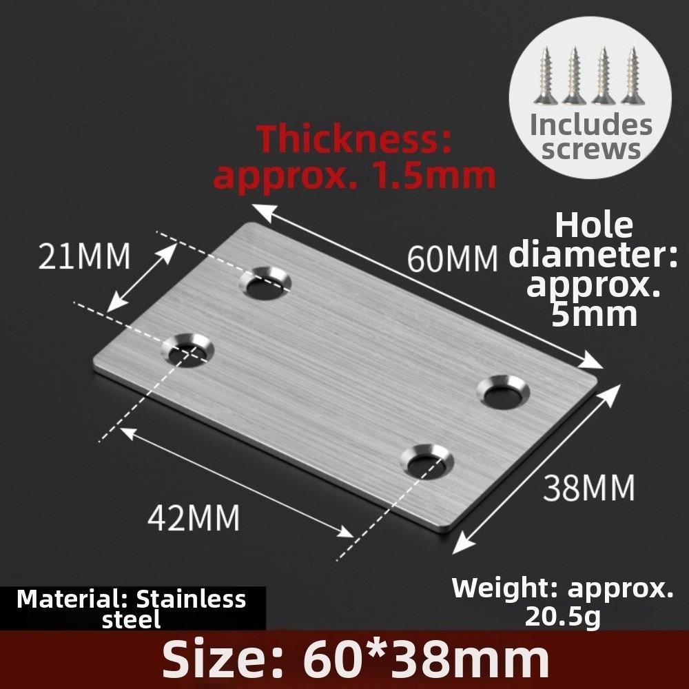 1/4Pcs Stainless Steel Stainless Steel Angle Code 1.5mm/0.06'' Silver Fixing Corner Brackets Angle Code Fixing Quick Links