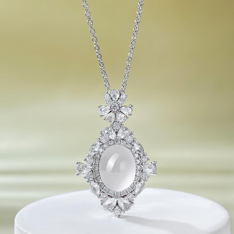 New S925 Silver Luxury Egg Noodles Women s Pendant Necklace Fashionable Light Luxury Exquisite High Quality Wedding Jewelry