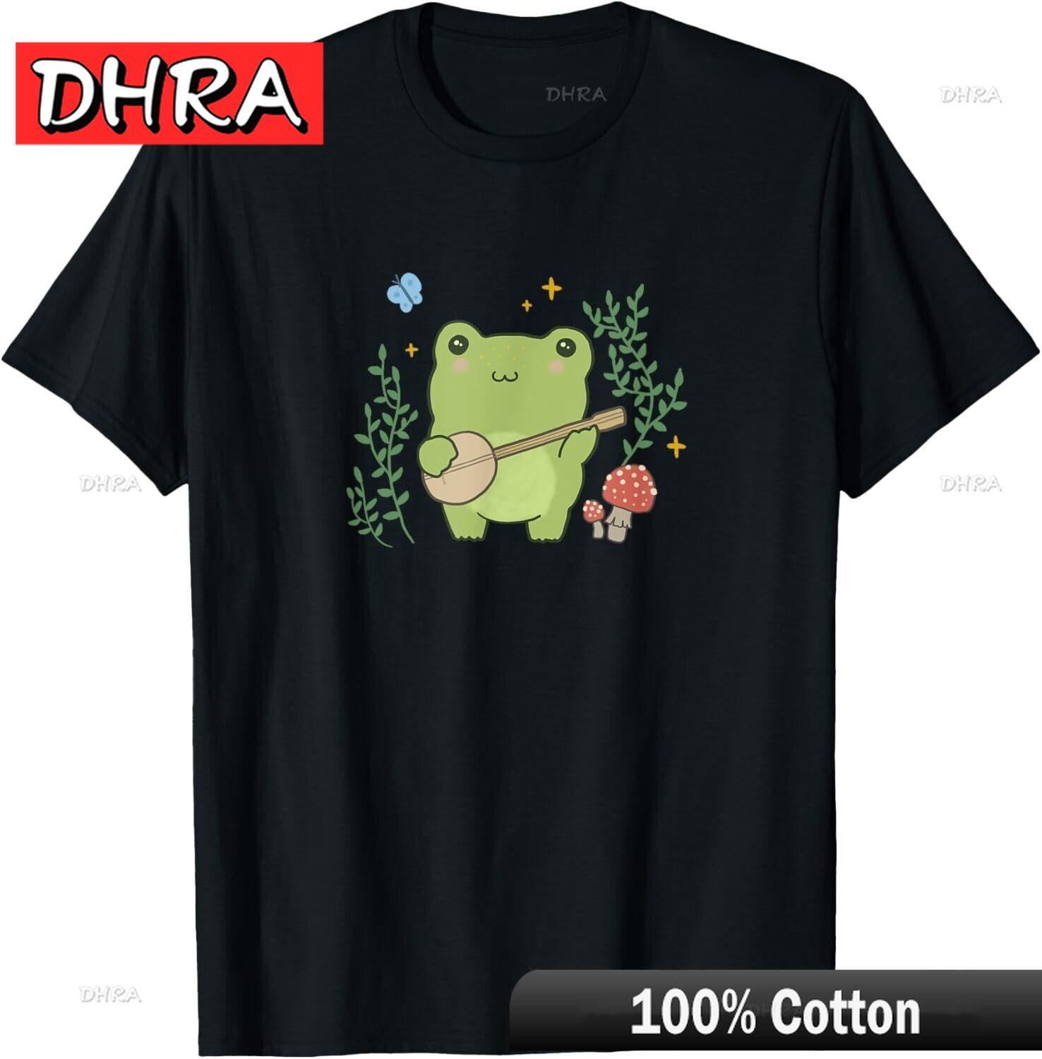 

Kawaii Cottagecore Cute Frog Banjo Butterfly T-Shirt Creative Stylish Tshirts Stylish Cool Classic Top Streetwear Back To School S
