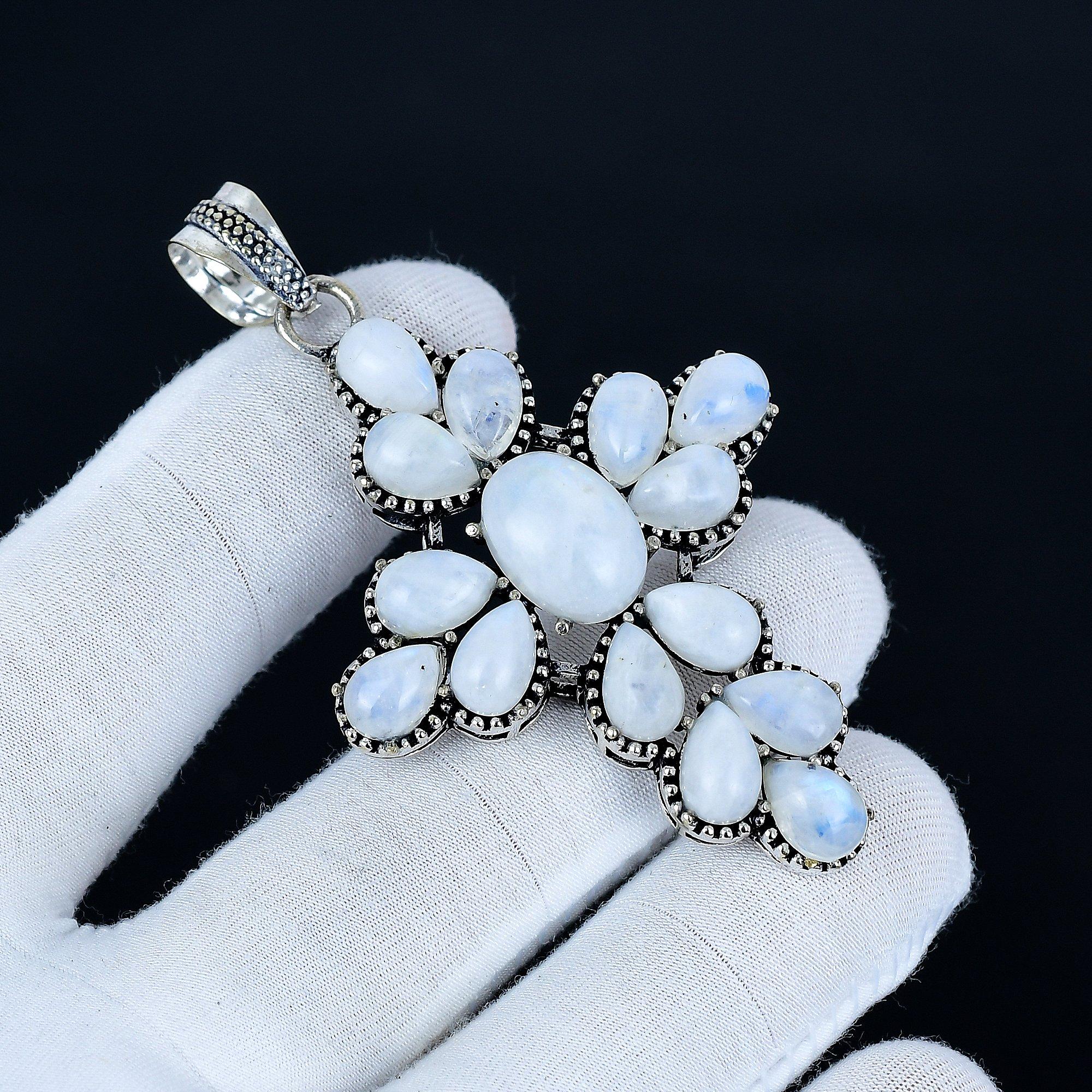 

Moonstone Cross Pendant, 925 Sterling Silver Handmade Jewelry, Moonstone Silver Pendant, Party Wear Jewelry For Women s, Pendant New Year Gift 5.5 білий