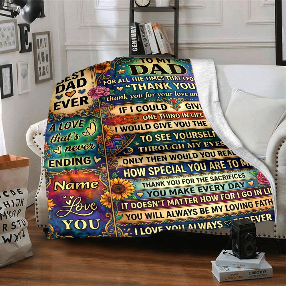 Dad'S Love Always Appreciated Forever Themed Blanket Personalized Name Soft Warm And Versatile For Sofa Bed Office And Travel Machine Washable