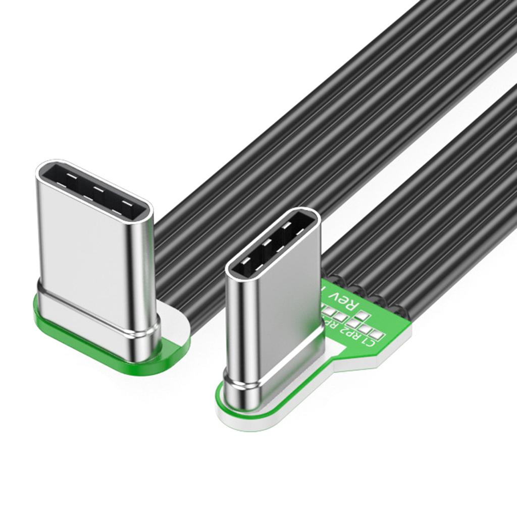 Bendable Type C To Type C Flat Silicone Soft Wire Left and Right Angles 8 Length Optioning for Cameras and Electronics