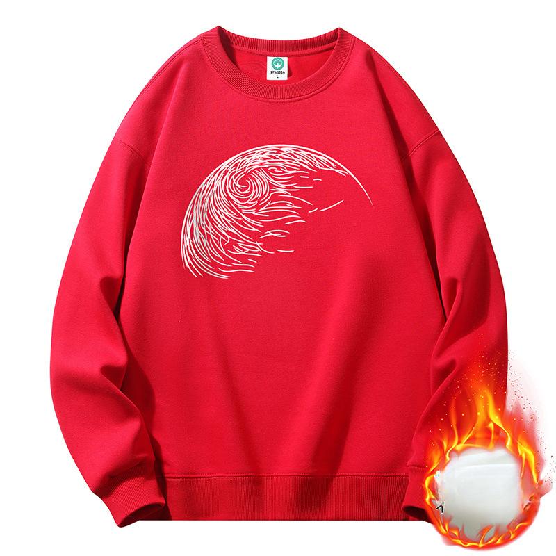 Fleece Thickened Crew Neck Sweater Men's and Women's Tide Loose Pullover New Couple Sweater Men's Spring and Autumn Models