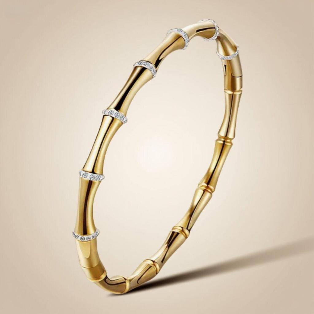 Retro Versatile Titanium Steel Open Bamboo Bangle Bracelet