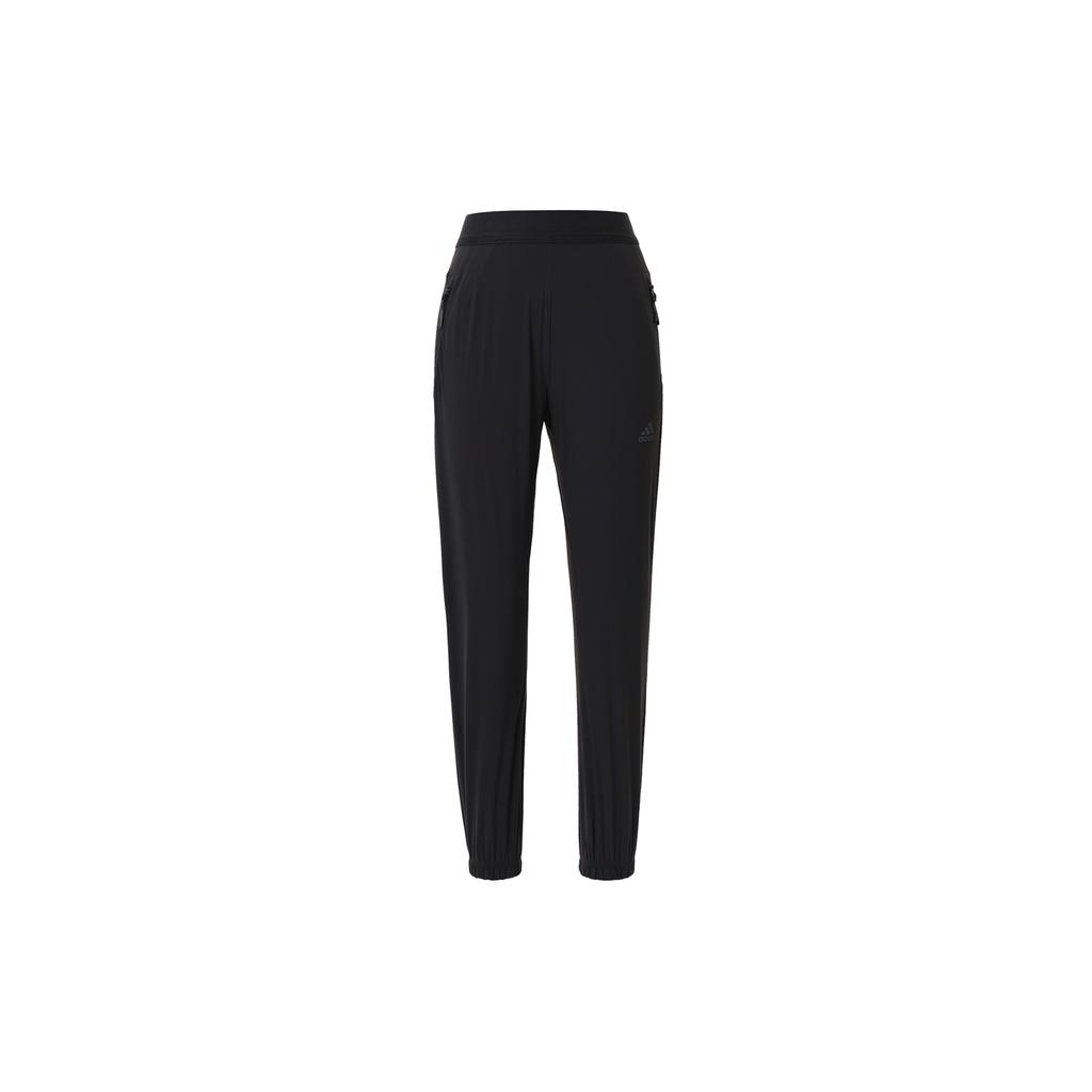 Adidas FW22 Solid Color Zipper Side Pocket Elastic Waistband Jogger Pants Women Bottoms Black HZ7041