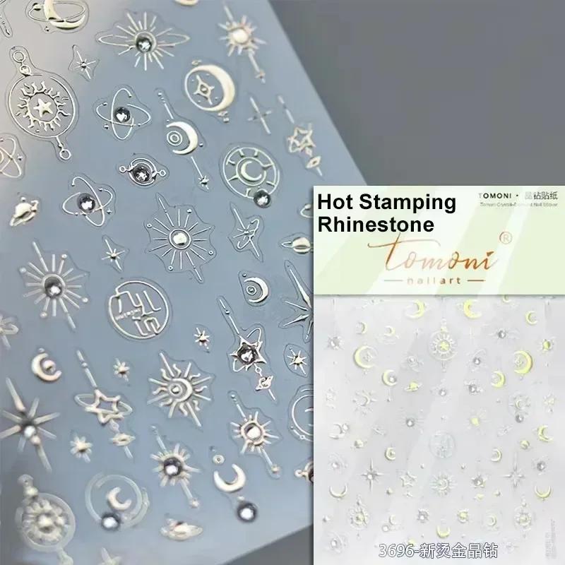 Gold Silver Love Star Moon Geometric Lines Necklace Stamping Retro Soft Self Adhesive Nail Art Sticker Manicure Decal