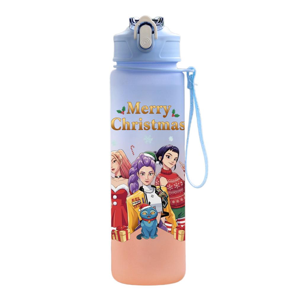 750Ml Water Bottle Anime Christmas K-Pop Demon Hunters Printed Large Capacity Drinking Cup Portable Outdoor Sports Water Cup Children Kid Gift