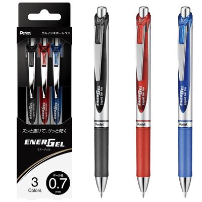 Pentel EnerGel Gel Ink Ballpoint Pen, 0.7mm, 3-Color Set, BL77-3STH